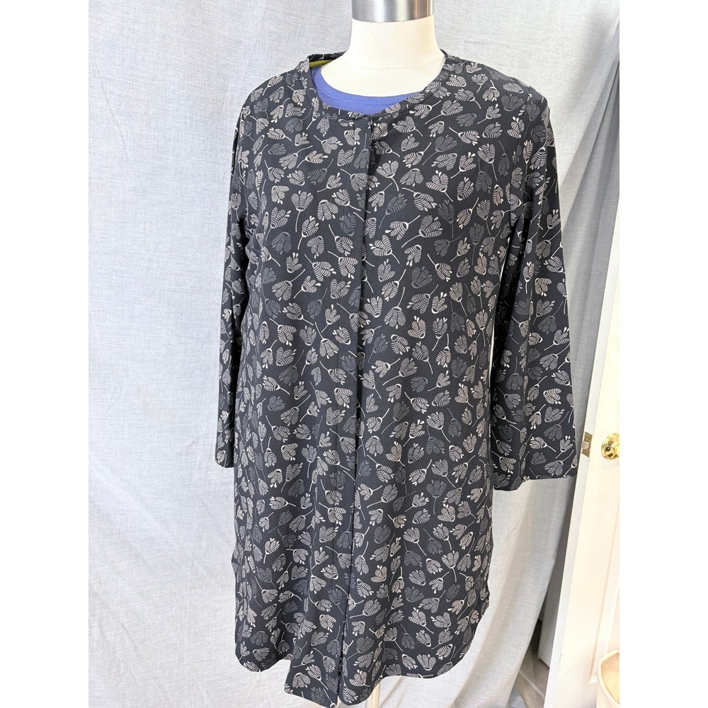 Gudrun Sjoden Organic Cotton Floral Button Front Cardigan Jacket Grey Womens M